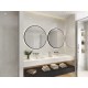 Hotel vanity led round tempered mirror with smart touch screen bluetooth width 27 cm rectangular gold for bathroom