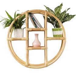 Rattan wall shelves wall decor bathroom plant holder from Vietnam