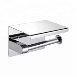 Bathroom Accessories Home Goods Stainless Steel Mirror Polishing Toilet Paper Holder with Phone Stand