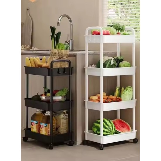 Multi-Layer Trolley Storage Rack for Bedroom Bathroom & Kitchen Floor-Standing Snack Holder with Baby Supplies Easy Installation