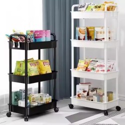 Multi-Layer Trolley Storage Rack for Bedroom Bathroom & Kitchen Floor-Standing Snack Holder with Baby Supplies Easy Installation