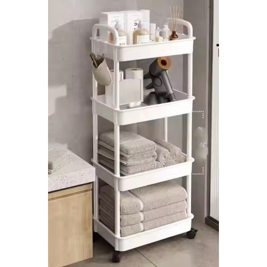 Multi-Layer Trolley Storage Rack for Bedroom Bathroom & Kitchen Floor-Standing Snack Holder with Baby Supplies Easy Installation