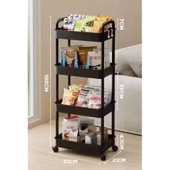 Multi-Layer Trolley Storage Rack for Bedroom Bathroom & Kitchen Floor-Standing Snack Holder with Baby Supplies Easy Installation