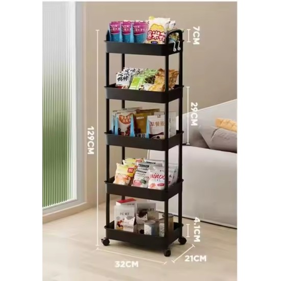 Multi-Layer Trolley Storage Rack for Bedroom Bathroom & Kitchen Floor-Standing Snack Holder with Baby Supplies Easy Installation