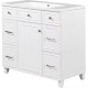 36" White Bathroom Vanity Combo with Elegent Undermount Storage Cabinet Set with Doors & Drawers Easy Installation Solid Wood