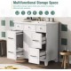 36" White Bathroom Vanity Combo with Elegent Undermount Storage Cabinet Set with Doors & Drawers Easy Installation Solid Wood