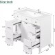 36" White Bathroom Vanity Combo with Elegent Undermount Storage Cabinet Set with Doors & Drawers Easy Installation Solid Wood