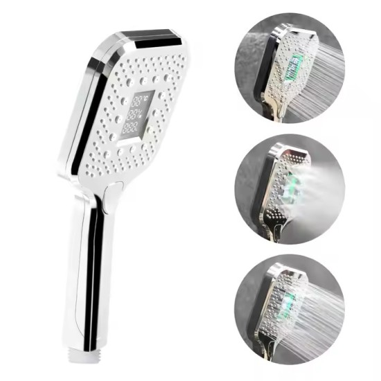 Luxury Digital Display Led Shower Head Led Temperature Display Shower Head Bathroom 3 Function Big Square Shower Head