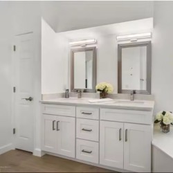 Vietnam RTA Modern White Solid Wood Bathroom Vanity Double Sink