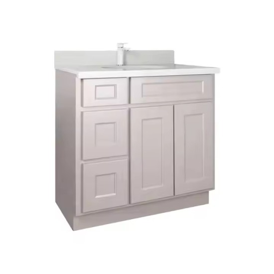 Vietnam RTA Modern White Solid Wood Bathroom Vanity Double Sink