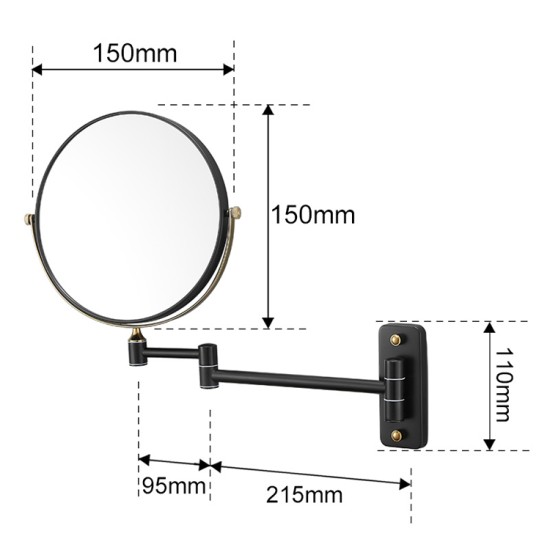 Chrome Bathroom Mirrors Foldable Wall Mounted Living Room Double Sided Round Cosmetic Makeup Mirror