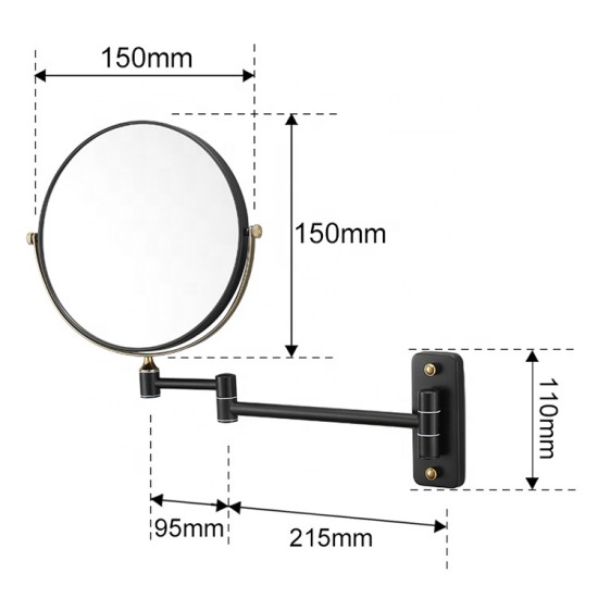 360 Degree Swivel Extendable Adjustable Bathroom Makeup Mirror Wall Mount Movable Shaving Mirror