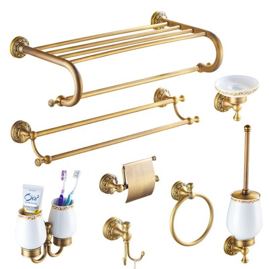 Modern Copper Toilet Accessories Set Robe Hooks Toilet Paper Holder Towel Rail Bar Bathroom Organizer