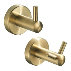 Wholesale Wall Clothes Coat Hanger Brushed Gold Metal Robe Hooks Stainless Steel Bathroom Accessories