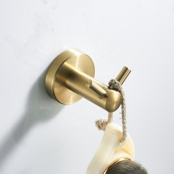 Wholesale Wall Clothes Coat Hanger Brushed Gold Metal Robe Hooks Stainless Steel Bathroom Accessories