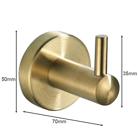 Wholesale Wall Clothes Coat Hanger Brushed Gold Metal Robe Hooks Stainless Steel Bathroom Accessories