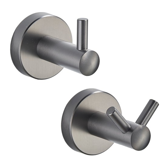 Modern 304 Stainless Steel Gun Grey Bathroom Accessories Wall Mounted Robe Hook Cloth Coat Hanger