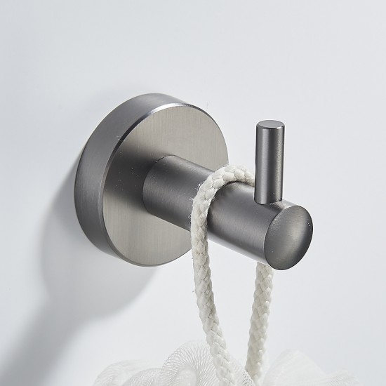 Modern 304 Stainless Steel Gun Grey Bathroom Accessories Wall Mounted Robe Hook Cloth Coat Hanger