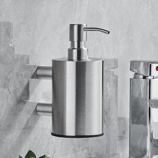 Stainless Steel Manual Soap Dispenser Wall Mounted Hand Wash Cleaning