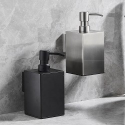 Hot Selling Black Square Soap Dispenser Wall Mounted Refillable Metal Dispenser Bottle For Bathroom