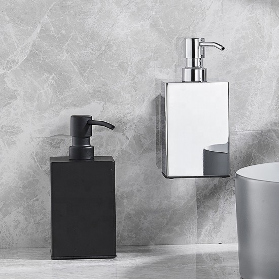 Hot Selling Black Square Soap Dispenser Wall Mounted Refillable Metal Dispenser Bottle For Bathroom