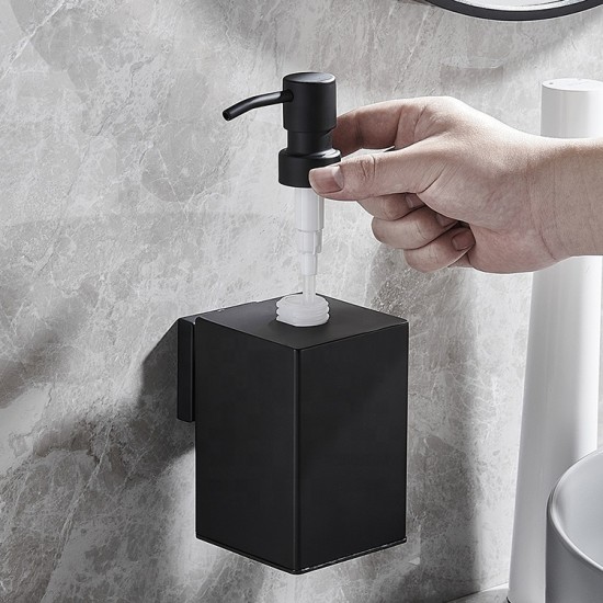 Hot Selling Black Square Soap Dispenser Wall Mounted Refillable Metal Dispenser Bottle For Bathroom