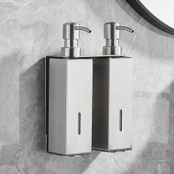 2 in 1 Stainless Steel Double Soap Dispenser Wall-Mount Shower Bath For Hotel