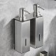 2 in 1 Stainless Steel Double Soap Dispenser Wall-Mount Shower Bath For Hotel