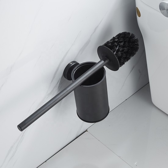 Wall Mounted Toilet Brush Black Stainless Steel Bathroom Cleaning Tools Durable Vertical Toilet Brush Holder