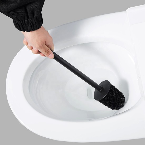 Black Floor Stand Steel  Toilet Brush Holder Bathroom Durable Cleaning Tools