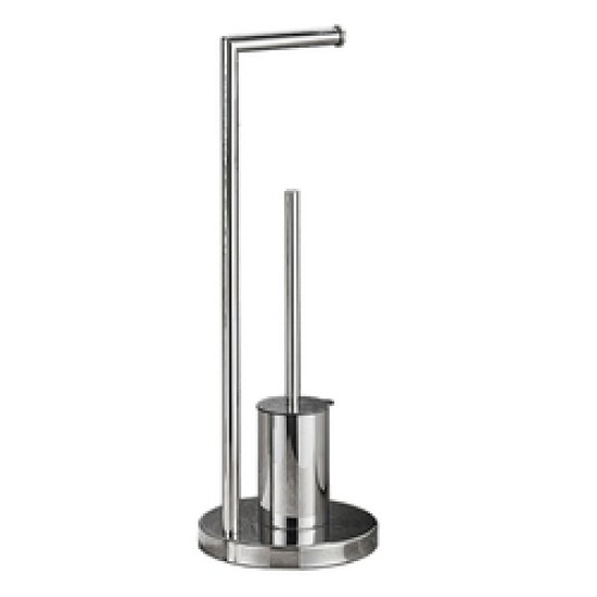 Free Standing Paper Holder With Toilet Brush 304 Stainless Steel Bathroom Toilet Tissue Roll Holder