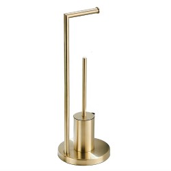 Brushed Gold Toilet Roll Paper Holder Bathroom Metal Paper Holder With Toilet Brush