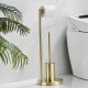 Brushed Gold Toilet Roll Paper Holder Bathroom Metal Paper Holder With Toilet Brush