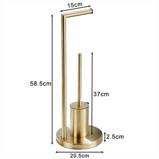 Brushed Gold Toilet Roll Paper Holder Bathroom Metal Paper Holder With Toilet Brush