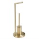 Brushed Gold Toilet Roll Paper Holder Bathroom Metal Paper Holder With Toilet Brush