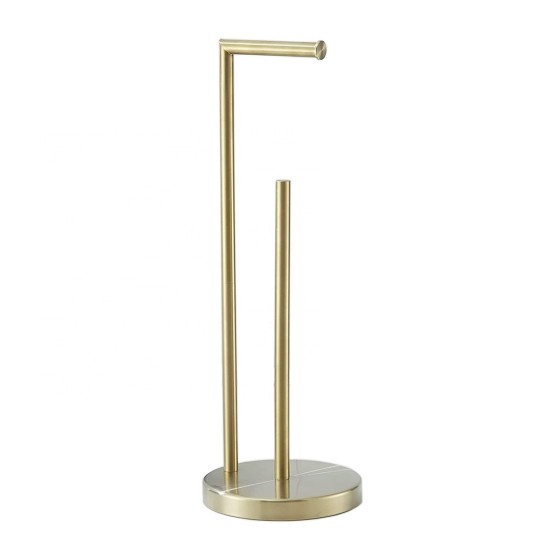 Free Standing Toilet Paper Holder Brushed Gold Steel Tissue Roll Holder