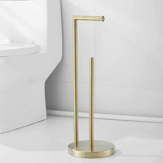 Free Standing Toilet Paper Holder Brushed Gold Steel Tissue Roll Holder