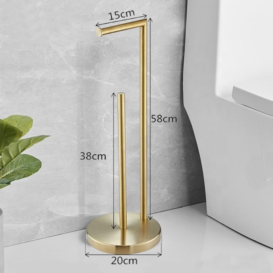 Free Standing Toilet Paper Holder Brushed Gold Steel Tissue Roll Holder